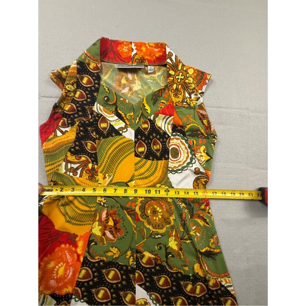 George Simonton Vintage Vibrant Patchwork Maxi Dress - Green,Red Yellow Black S - Picture 3 of 8